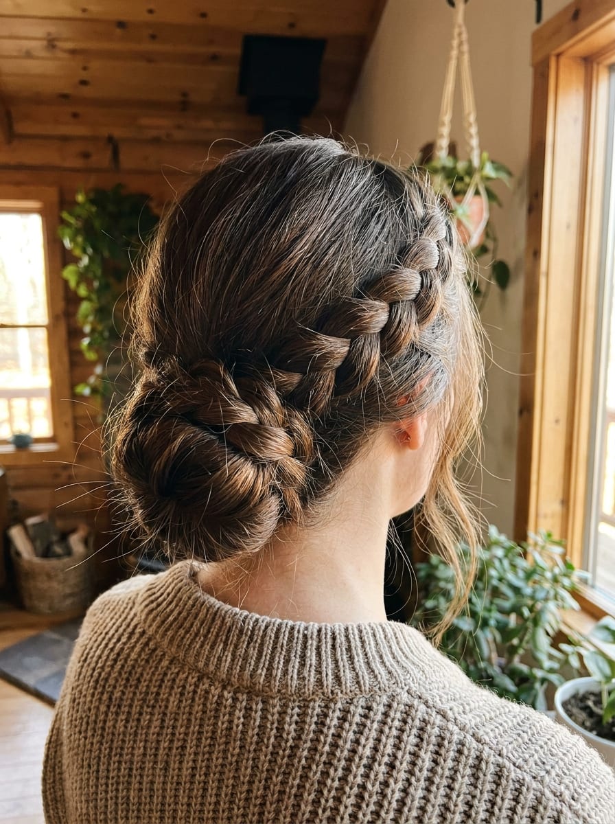 Geflochtener Low Bun - Dutt Frisur für lange Haare